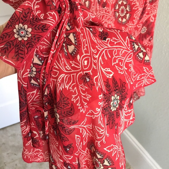 INC International Concepts Red Sheer Top, Sz 2 - Picture 6 of 7